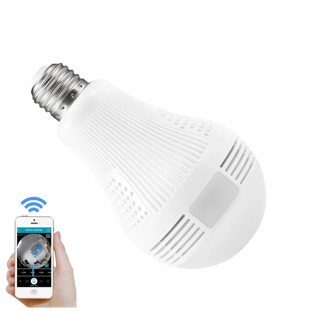 19201080 Full HD 2MP WIFI IP Camera Indoor Mini Light Bulb 360 Degree VR Panorama Wireless Network Wi-fi Camera Two Way Audio 1
