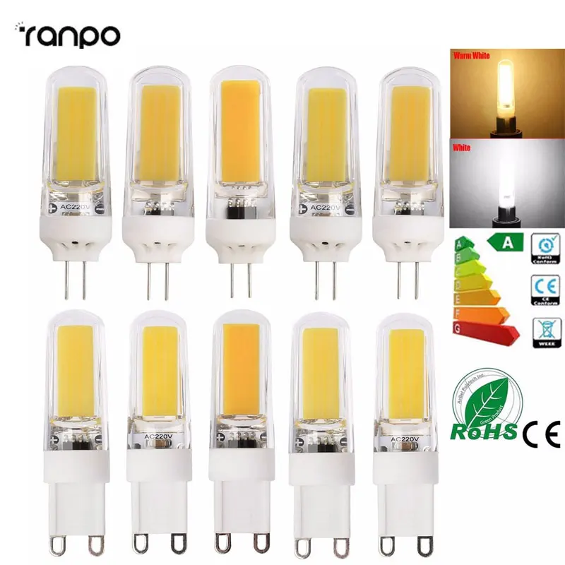 20X G4 G9 Dimmable 9W Silicone Crystal LED Corn Bulb SpotLight White Lamp 220V 110V Lighting Warm/Cool/Natural White