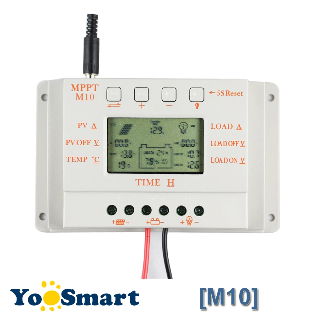 

Solar Charge Controller 10A LCD Display 12V Solar Panel Battery Regulator Dual Timer Battery Reverse Discharge Protection