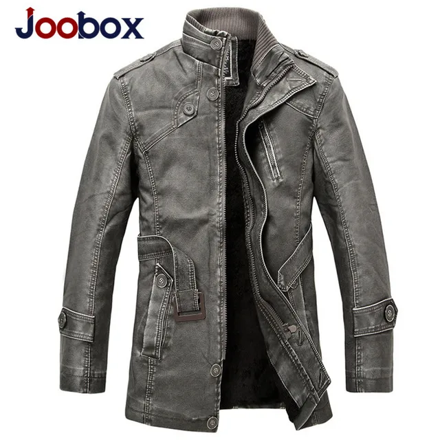 JOOBOX 2017 Winter Motorcycle Leather Jacket Men's