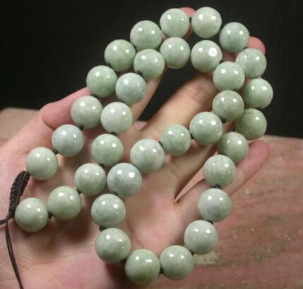 

Jew2544 Certified Green 100% Natural A JADE JADEITE Bead Beads Necklace 13 mm