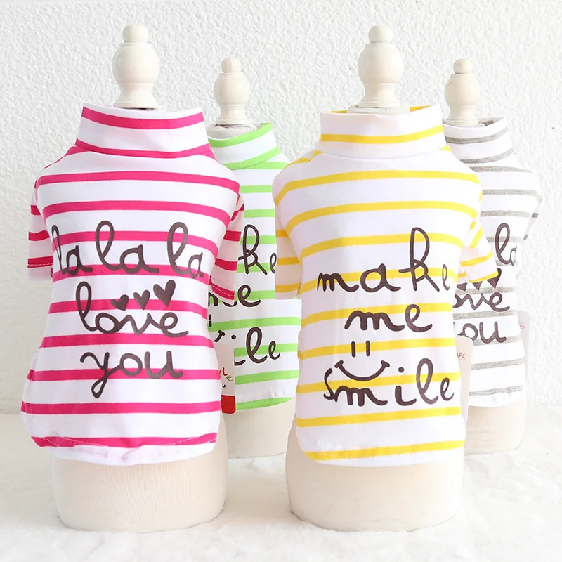 

Spring and Summer Newest Four-color Striped Design Bottoming Shirt for Puppy Dog Pet Clothes Casual Style Dog Summer Vests