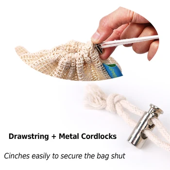 GreeOn Ecological Reusable Vegetable Fruit Bags - Reutilisable Cotton Mesh Cloth - Eco Friendly Zero Waste Produce Storage Bag 4