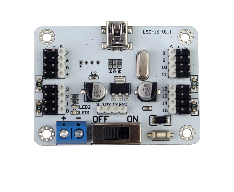 

16CH Servo Controller Robot Control Board Support USB Control w/Switch Highly Precise For RC Manipulator Mechanical Arm Robot