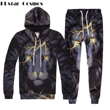 PLstar Cosmos Men/Women Two Piece Set Top And Pants Autumn Tracksuit 3d lightning Lion Print Loose Hoodie And Pants Unisex PLstar Cosmos Men/Women Two Piece Set Top And Pants Autumn Tracksuit 3d lightning Lion Print Loose Hoodie And Pants Unisex