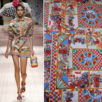 

155x145cm square cartoon printing fabric drape handmade DIY dress cheongsam pajamas fabric scarf material polyester fabric