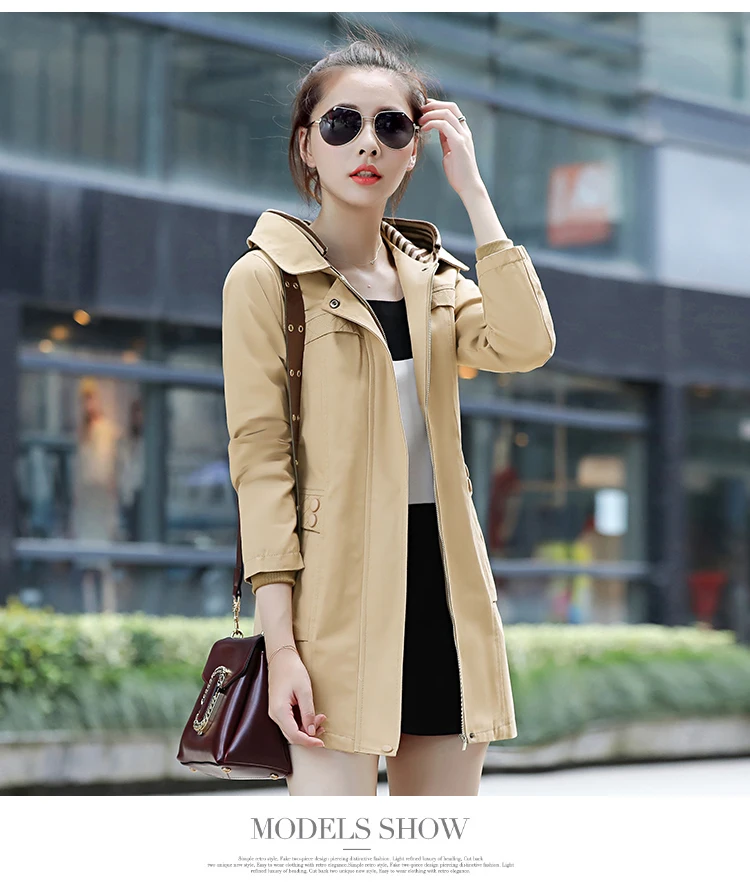 Стиль ветровка пальто весна осень Женское пальто с капюшоном корейский Тонкий длинный Тренч пальто размера плюс пальто а307