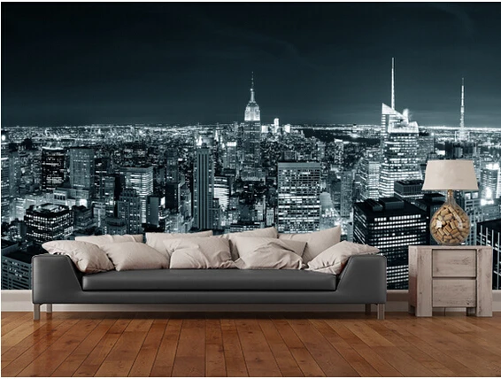 jury tijger Verbazingwekkend Custom Black And White Retro Wallpaper,new York Manhattan Skyline,3d  Wallpaper For Living Room Bedroom Kitchen Backdrop Pvc - Wallpapers -  AliExpress