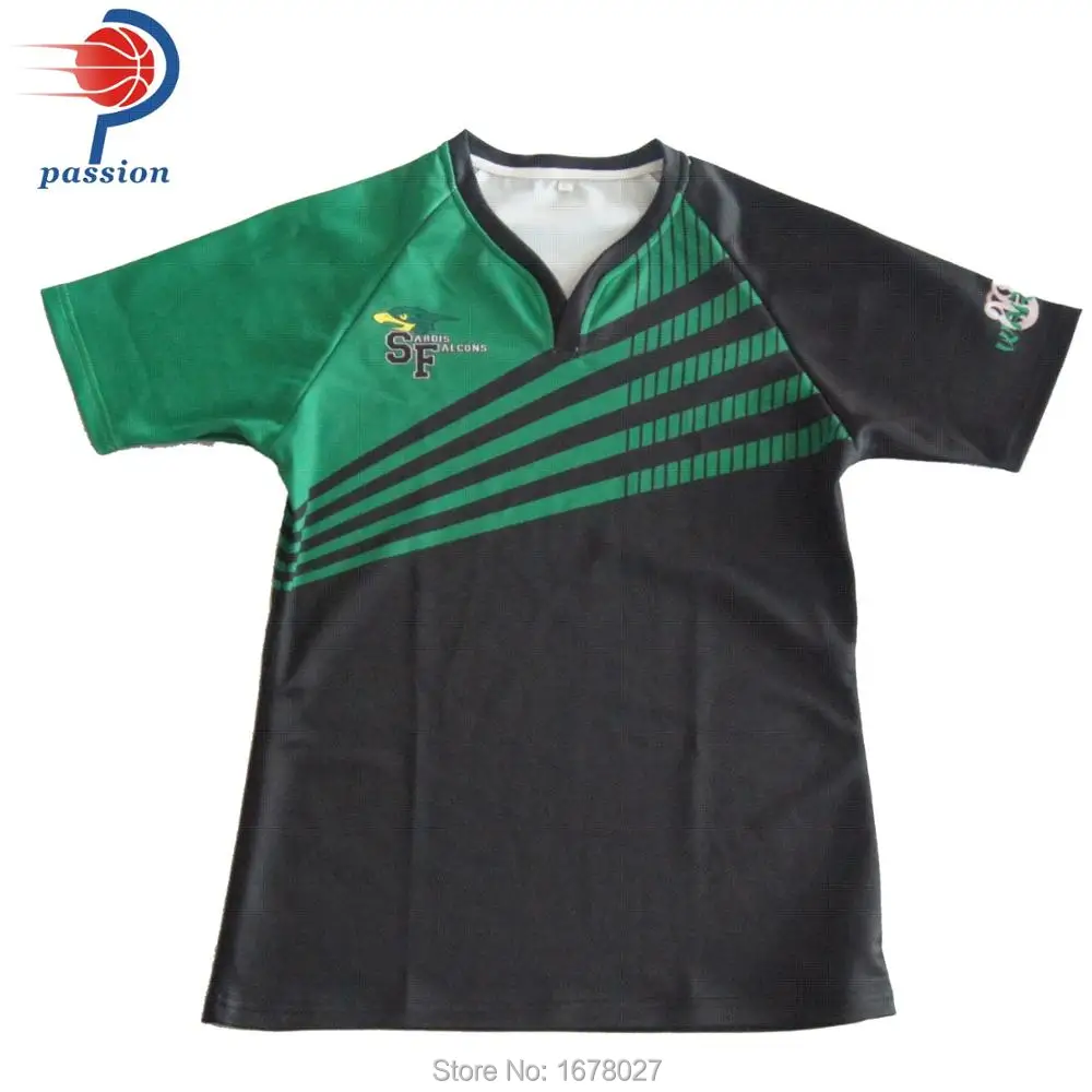 

Green Black Stripes Reglan Sleeve Rugby Shirts for Boys