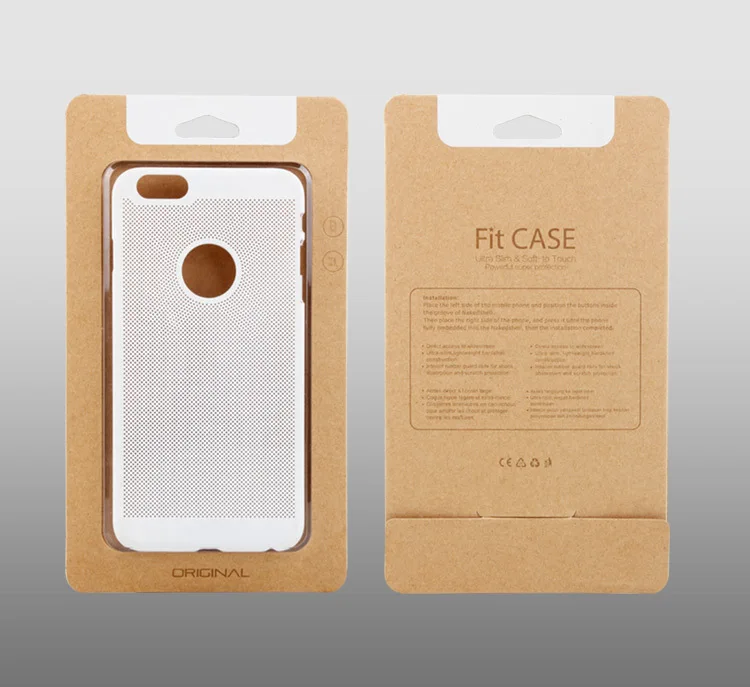 200 шт. логотип простой kraft Бумага с прозрачной Пластик упаковку для телефона, чехол для iPhone 6S 6 плюс