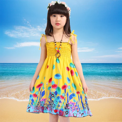 

Teenager Girl Dress Summer Backless Bohemian Dresses Beach Children Dress Clothes Floral Baby Clothing for Girls Costume