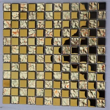 Винтажные Золотые Фольга гальванические стеклянные бусины мозаика плитка кухонная настенная плитка DIY камин для ванной украшения шкафа