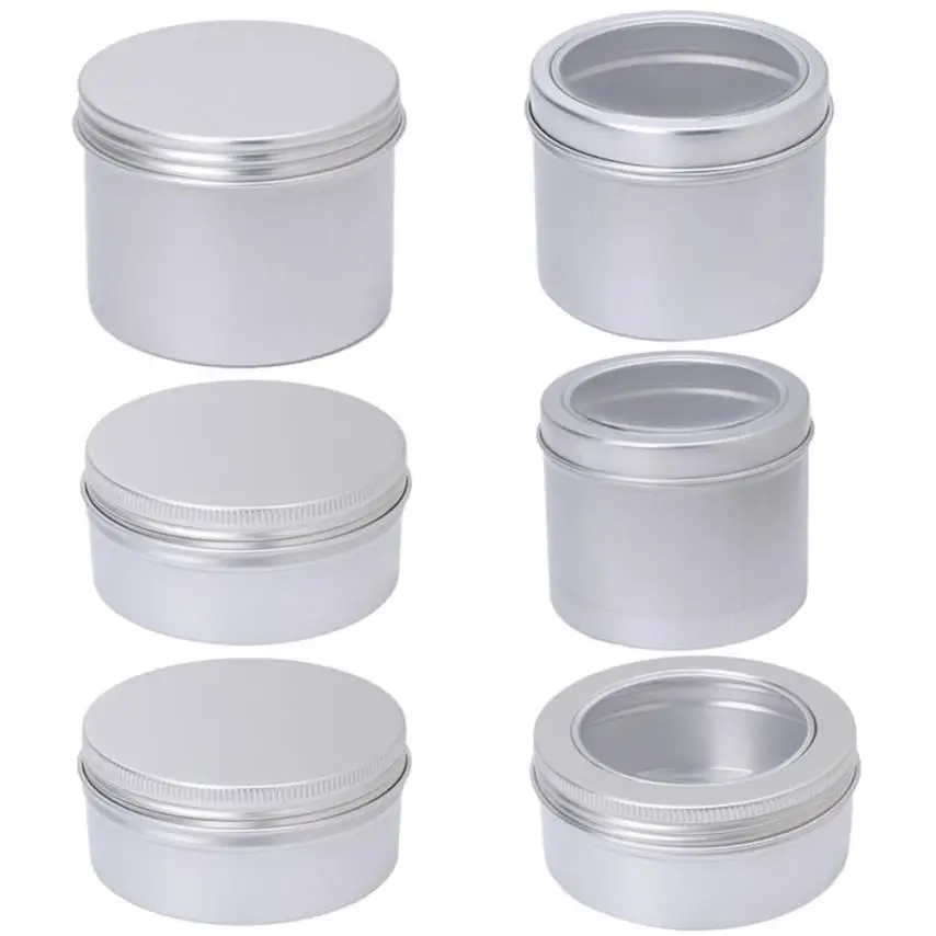 

Home storage box Aluminium Empty Cosmetic Pot Jar Tin Container Silver Box Screw Lid Craft mar27