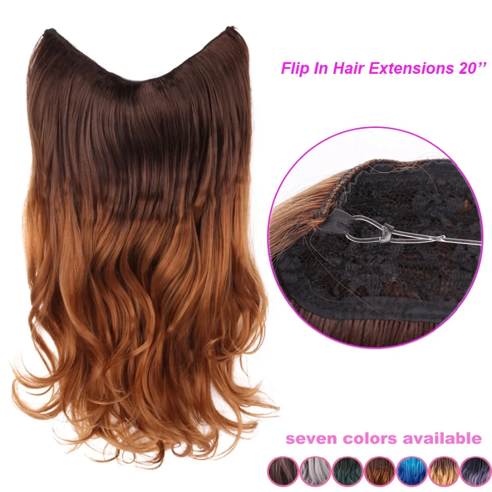 20 Multi Color Fish Line Hair Wave Invisible Halo Synthetic Hair