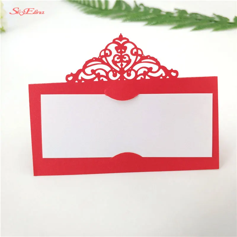 

50pcs/lot rose red Wedding Birthday Party Table Name Wine Food Guest Seats Place Cards Decoration wedding DIY cards 7Z SH873