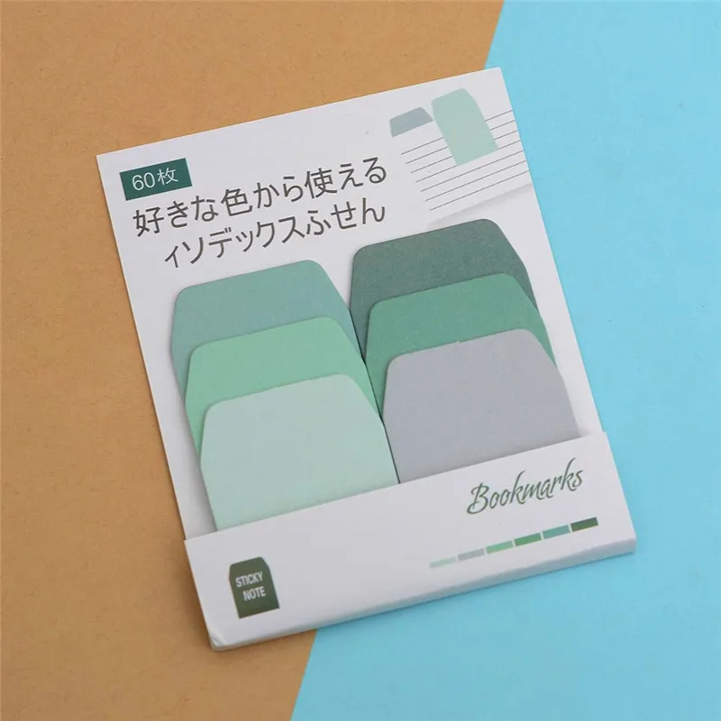 Kawaii, градиентный цвет, блокнот для заметок, самоклеющиеся наклейки, наклейки для планировщика, почтовые закладки, школьные принадлежности - Цвет: green