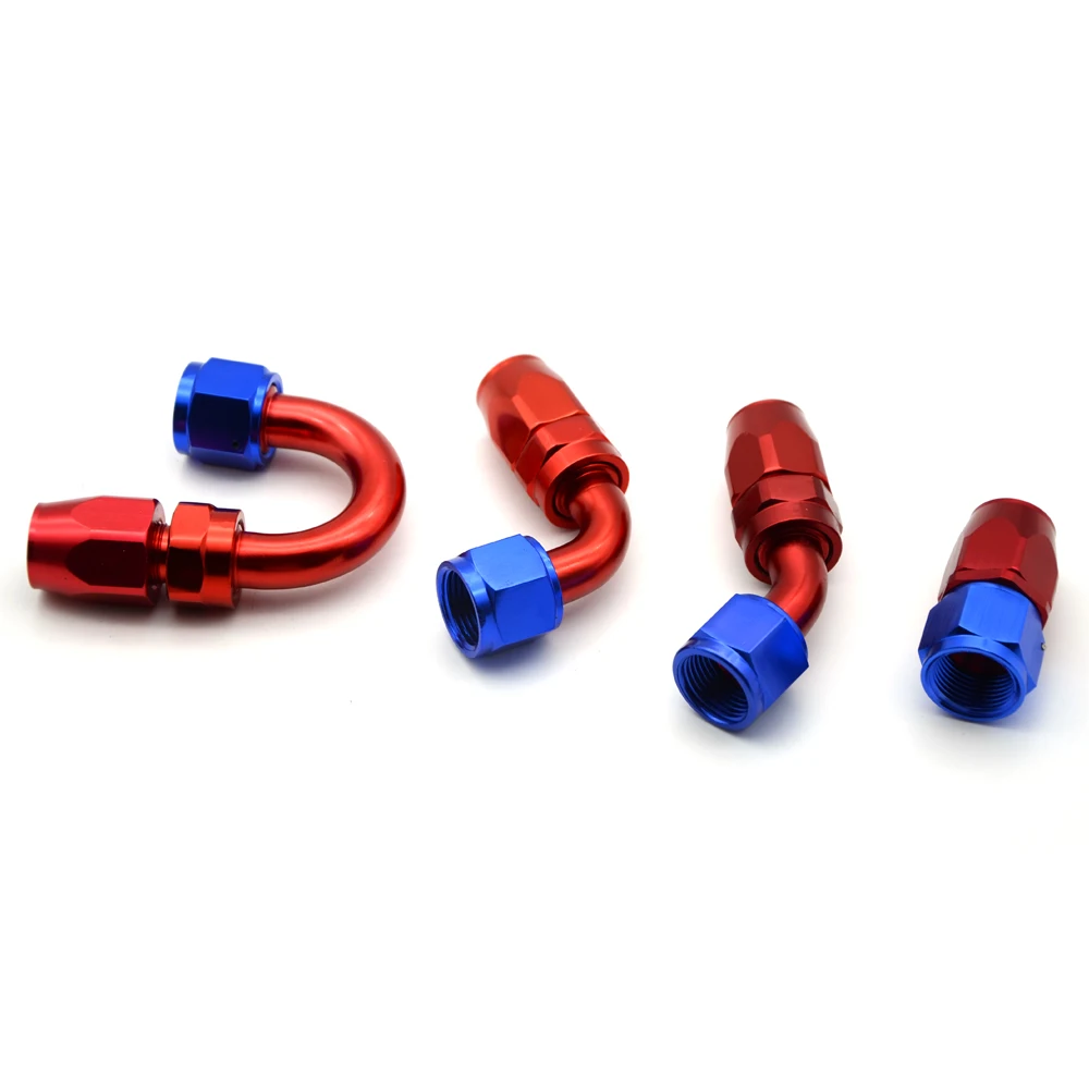 AN10 Алюминиевый Поворотный PTFE антипригарный штуцер для шланга прямой 45 90 180