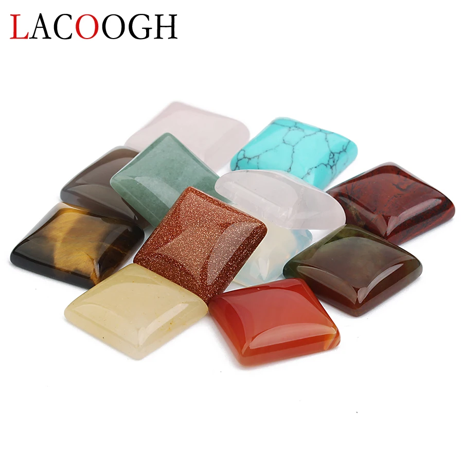 

Wholesale 5pcs Square Cabochon Beads 16mm Faceted Flatback Natural Stone Cameo Beads for DIY Handmade Jewelry Making Findings