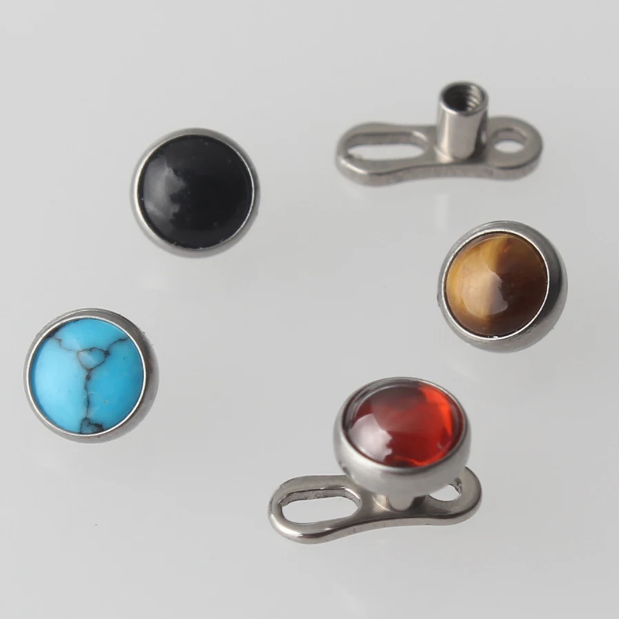 

Mix 4 different Stone Titanium G23 Micro Dermal Anchor With Skin Diver Base Piercing Body Jewelry