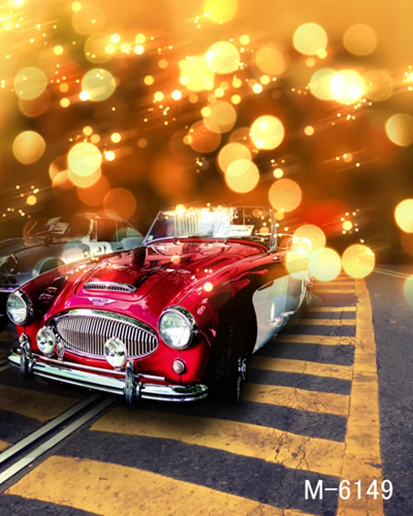 

2*3m vinyl photography backdrops photo studio photographic background Red car, city street night, neon lights view m-6149