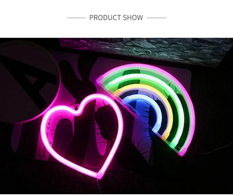 Rainbow Led Neon Light Sign Holiday Xmas Party Wedding Decorations Kids Room Home Decor Flamingo Moon Unicorn (5)