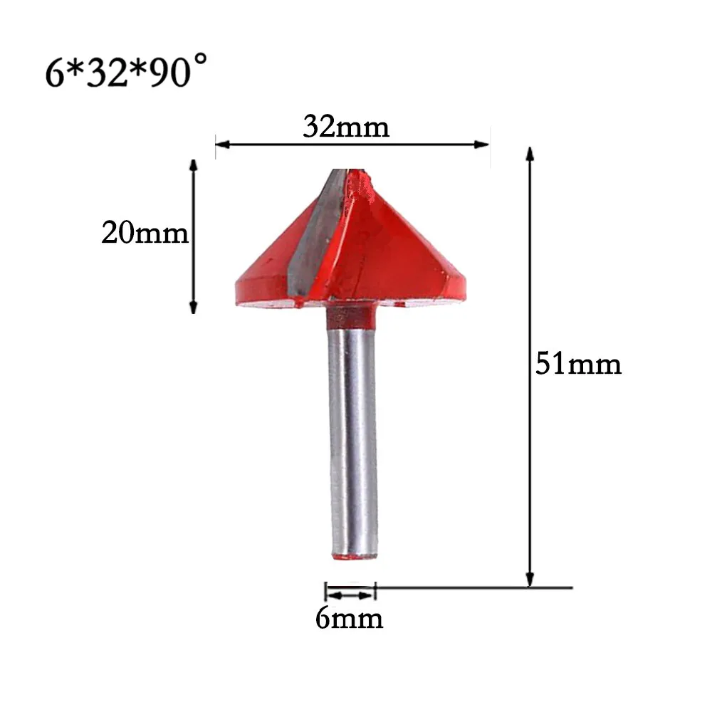 1 шт. 90 градусов V паз Фрезы с ЧПУ Фрезерный резак гравировка деревообрабатывающий инструмент фрезерный станок аксессуары 6x32 мм