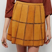 Новая весенняя женская замшевая Кожаная Мини-юбка оптом D0310