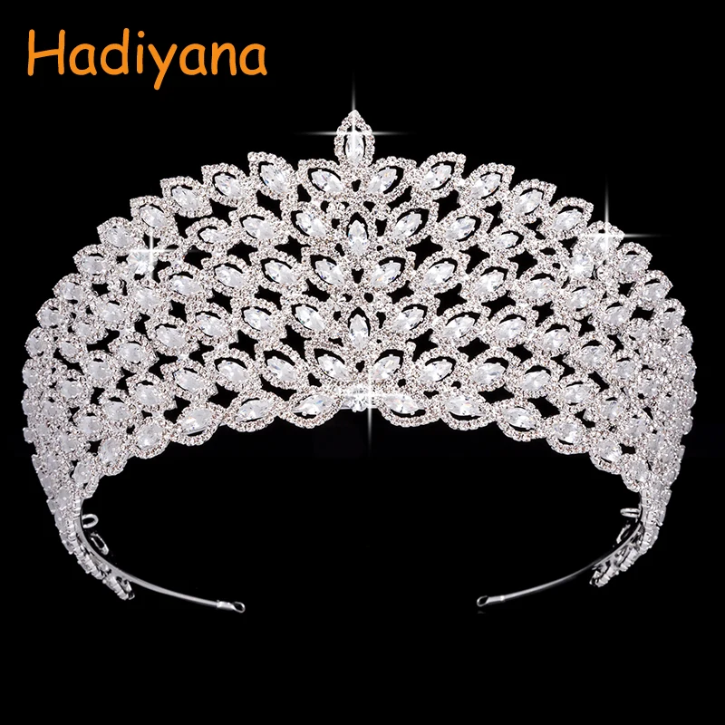 Hadiyana Fashion Luxury Zinconia Flower Crowns For Bridal Women Tiara New Wedding Hair Accessories Ornament Jewelry Crown BC4443