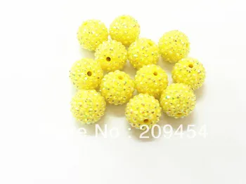 

Factory Price 22mm 100pcs/lot Light Yellow AB Rhinestone Ball Beads