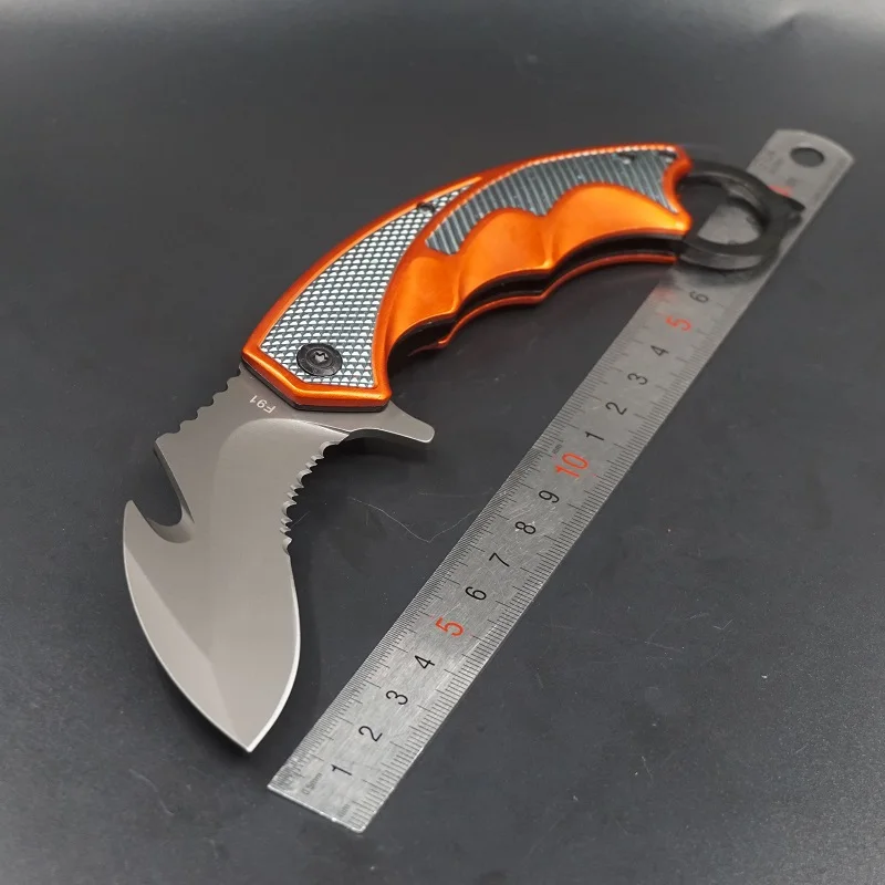 Karambit нож складной тактический нож многофункциональный для выживания охоты на открытом воздухе кемпинга карманные ножи самообороны EDC Многофункциональный инструмент - Цвет: Цвет: желтый