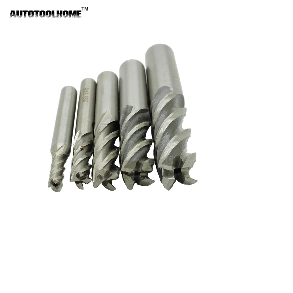 5pc HSS CNC Straight Shank 4 Flutes End Mill Milling Cutter Drill Bits