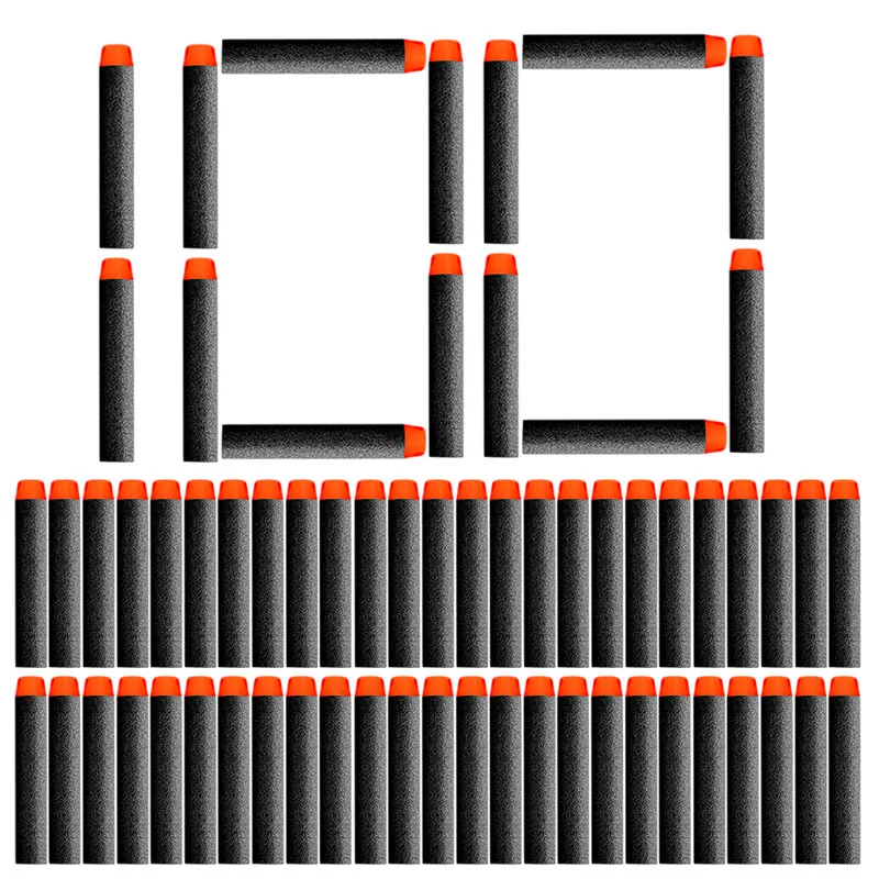 100 шт флуоресцентная дротика для заправки универсальных стандартных круглых головок полые пули из пенопласта для игрушечного пистолета Nerf N-strike Elite Series - Цвет: Black