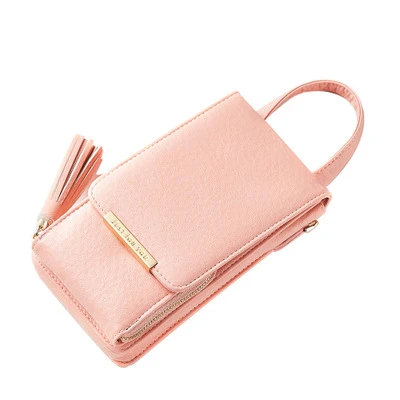 Anreisha, Женский кошелек, высокое качество, кожаный держатель для карт, женский, на плечо, для денег, для телефона, кошельки, модная цепочка, маленький кошелек, сумки - Цвет: pink