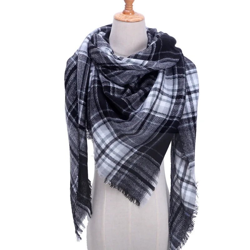 Дизайнерский брендовый вязаный женский шарф, мягкий зимний теплый шейный платок, Женский кашемировый шарф, шарф из пашмины - Цвет: B25