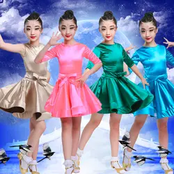 Латинской Танцевальный костюм конкурсное выступление осмотр требования к одежде Танцы атласное платье лапша 6 видов цветов