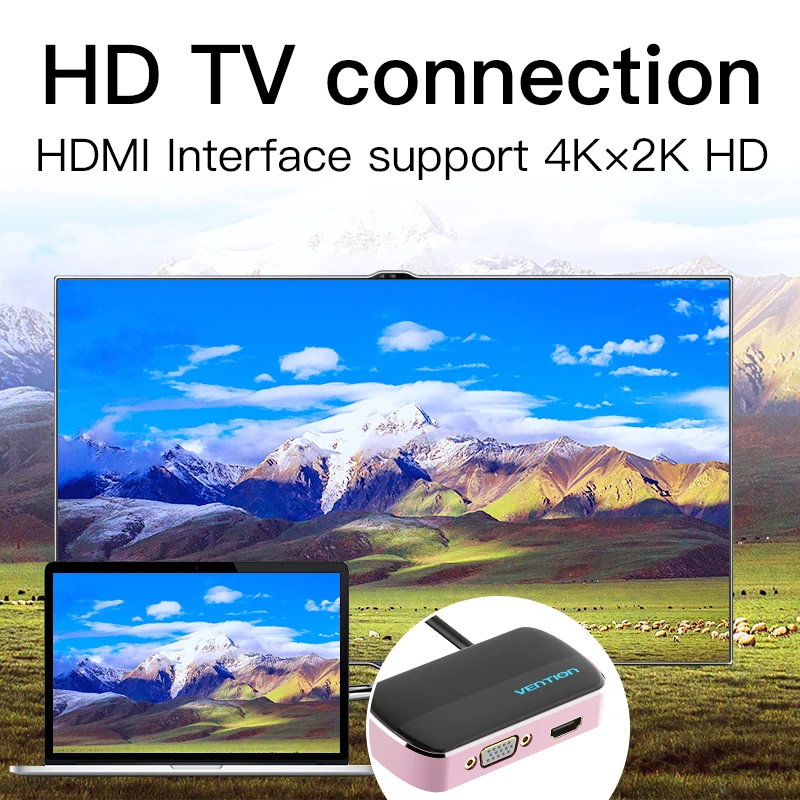 Vention type C вход VGA/HDMI/USB 3 0 выход разветвитель от 1 до Тип 4 К для macbook pro ноутбук экран
