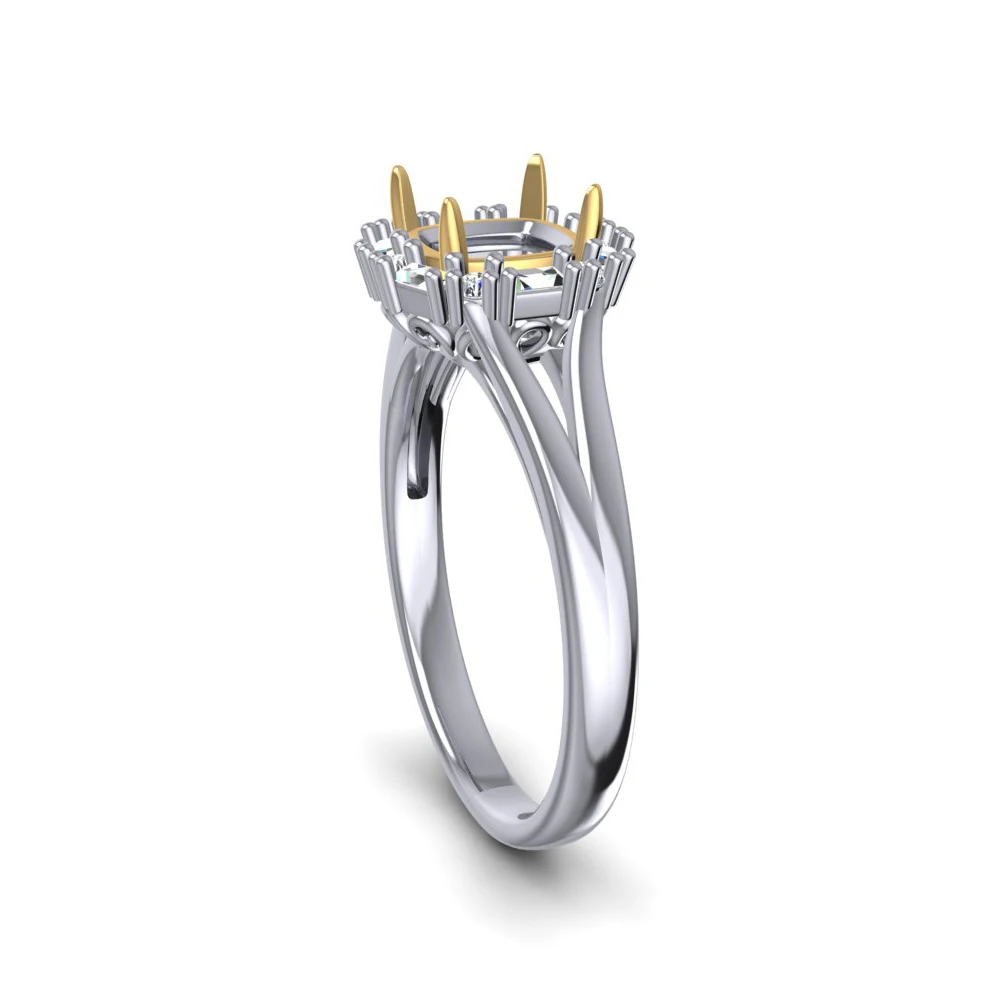 Кольцо Caimao из белого и желтого золота с круглым бриллиантом 6 мм 0.18ct 14 к|Кольца| |