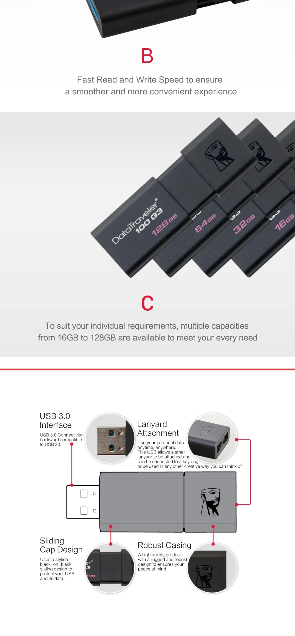 Оригинальный USB 3,0 скорость DataTraveler kingston USB флеш-накопитель 16 ГБ 32 ГБ 64 Гб 16 32 64 Гб памяти Флешка-ручка привода DT100G3