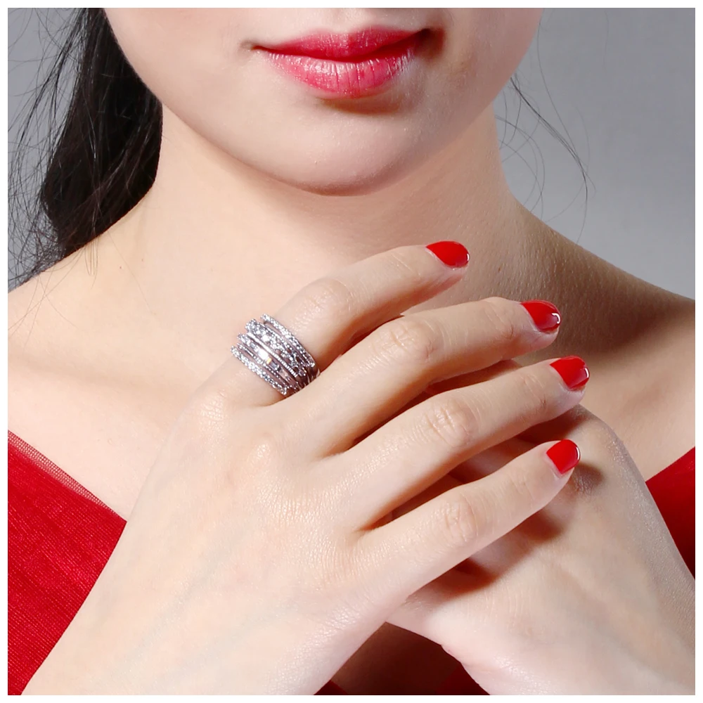 DreamCarnival 1989 Hollow Crown Ring for Women Marriage Parties Rhodium Gold Color 4 Roll CZ Alyans anillos mujer Eternal Lover