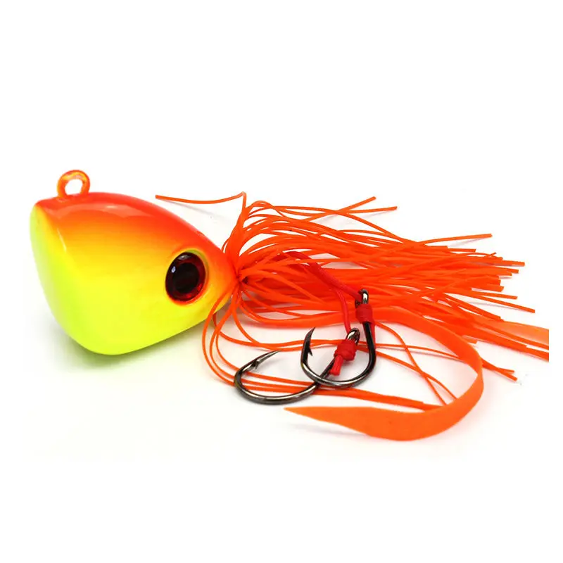 WHE 1Pc 150g Lead Jig Head Lure Fishhook Orange Fish Head Hard Jigging