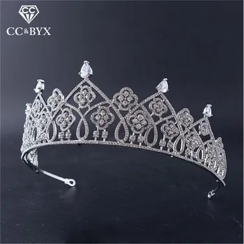 

CC tiaras and crowns hair ornaments baroque style luxury cz wedding hair accessories for bridal vintage engagement jewelry HG633