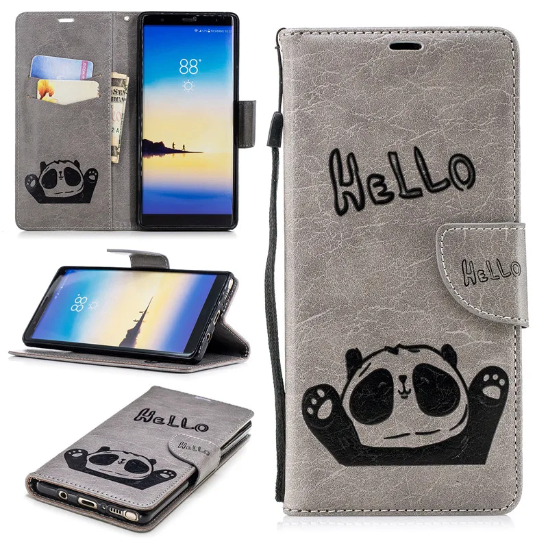 For Samsung Galaxy Note8 Note9 Case PU Leather 3D Hello Panda Embossing Stand Flip Case For Samsung Note8 Note9 Cell Phone Cover (11)