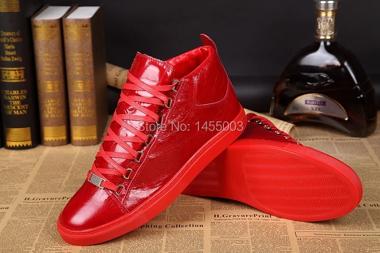 red leather trainers mens