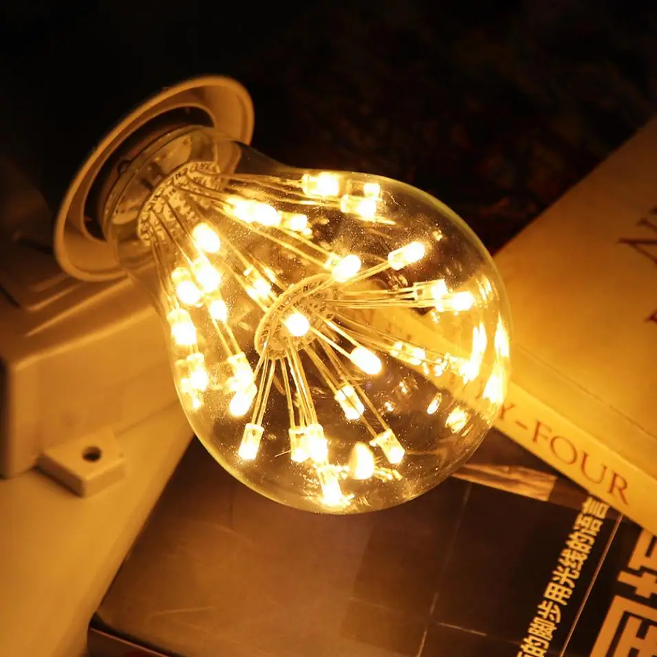 E27 85V-265V Vintage Edison Bulb 30 LED Full Star Lamp 360 Degree Beam Retro Incandescent Light for Christmas Holiday Decoration