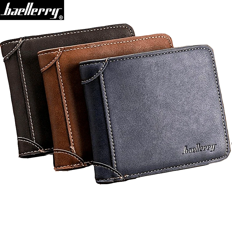 

Baellerry Brand Quality Leather short Men Wallets Casual Male Clutch bag Purse with ID Credit Card Holder Coin Pocket carteira