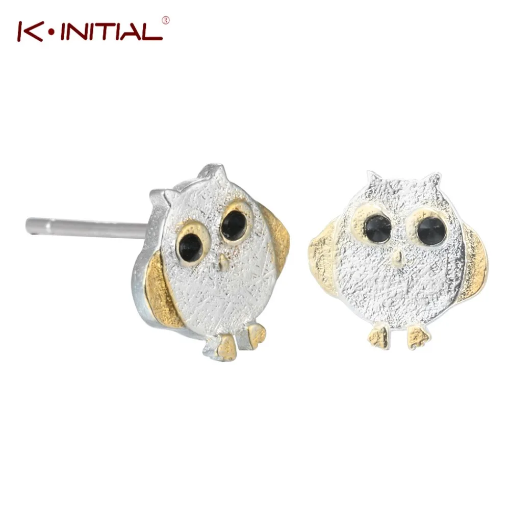

Kinitial 1Pair Animal Shape Earring Jewelry 925 Sterling Silver Owl Earrings For Women Statement Earrings Pendientes Brincos