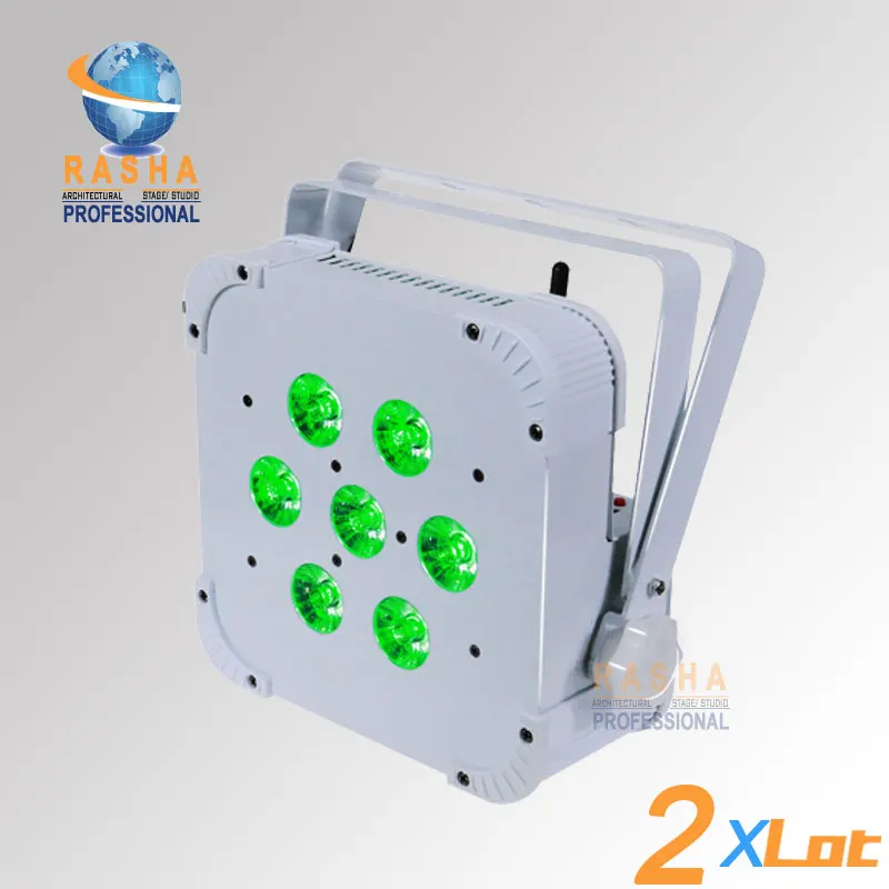 

2X Hot Sale Rasha Quad 7*10W RGBA/RGBW 4in1 Wireless LED Flat Par Profile,LED Flat Par Can,Disco DMX512 Stage Light
