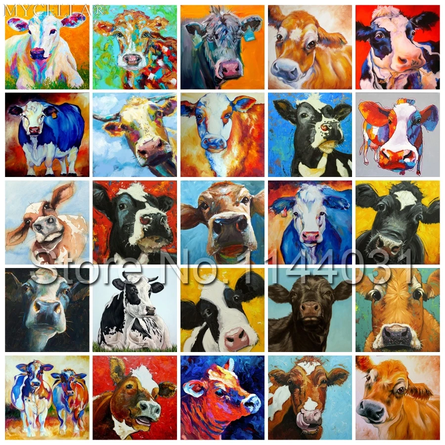 

Milk Cow Diamond Painting Cross Stitch Wall Decor Diamond Embroidery Full Rhinestone DIY Diamond Mosaic Animal Cattle Christmas
