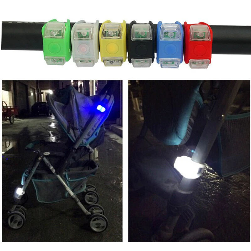 2PCS Baby Stroller Night Light Waterproof Silicone Caution lamp Outdoor Security Safety Alert LED Flash remind Caution Lamp baby stroller accessories baby bottle rack	