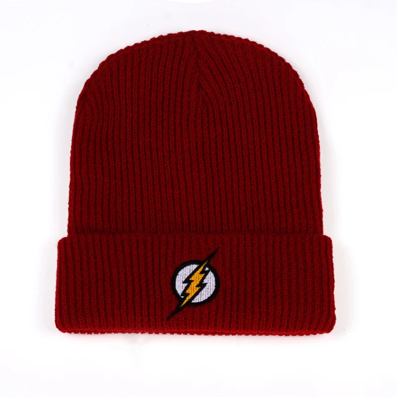 Зимняя шапка бини Skullies вязаная шапка Flash Hero Barry Allen вязаная зимняя шапка теплая хип-хоп шапка унисекс подростковые шляпы